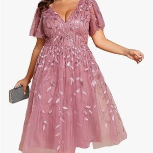 Elegant Pink Embroidered Dress